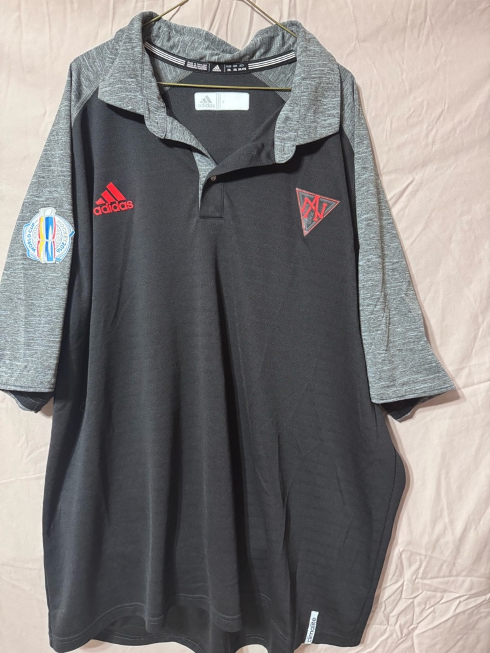 adidas World Cup of hockey Black and Heather Gray Athletic Polo